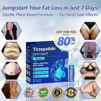 FDA Certified | Bnodo® Tirzepatide Oral Solution—Addresses issues such as overweight, diabetes, and cardiovascular problems. Take once daily, effective in 7 days.