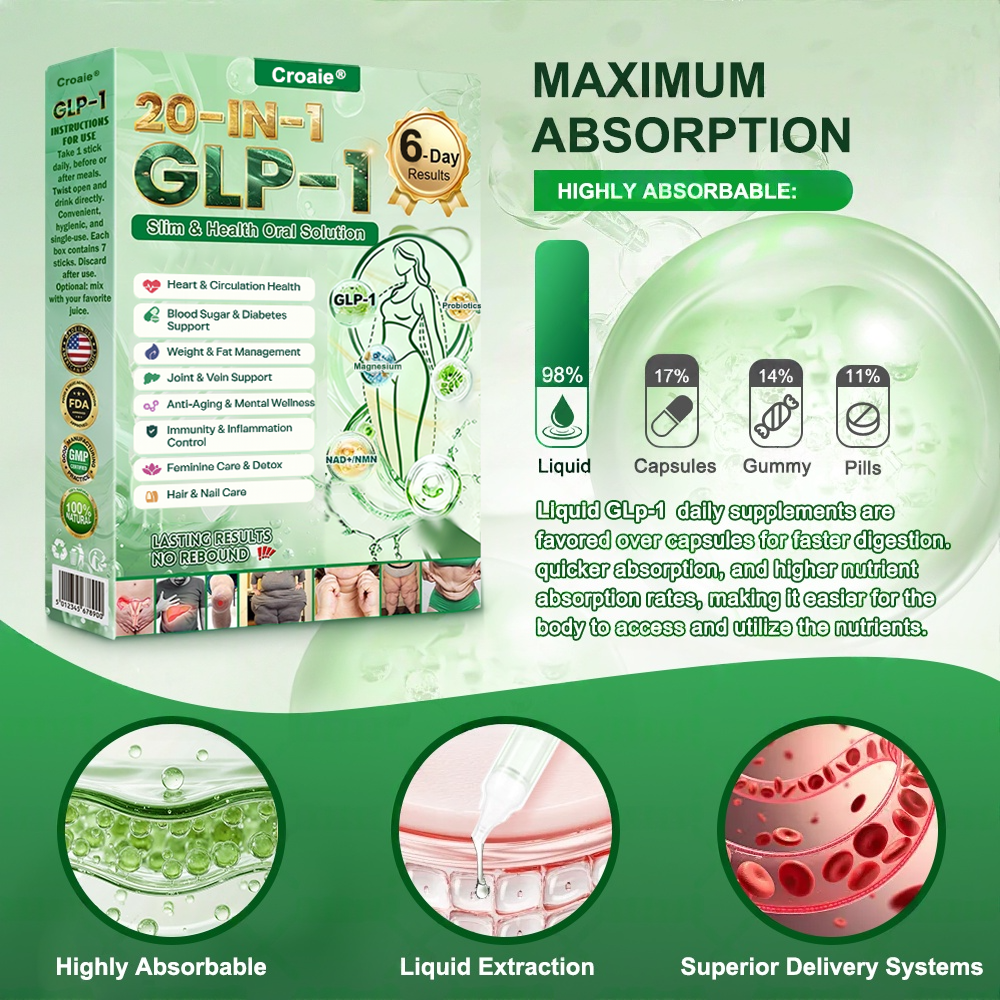 🔥New Arrival | Croaie® 𝗚𝗟𝗣-𝟭 𝟐𝟎-𝐢𝐧-𝟏 𝐒𝐥𝐢𝐦& 𝑯𝒆𝒂𝒍𝒕𝒉𝐲 𝑶𝒓𝒂𝒍 𝑺𝒐𝒍𝒖𝒕𝒊𝒐𝒏 𝑂𝑛𝑐𝑒 𝑎 𝑑𝑎𝑦, 𝑣𝑖𝑠𝑖𝑏𝑙𝑒 𝑟𝑒𝑠𝑢𝑙𝑡𝑠 𝑖𝑛 7 𝑑𝑎𝑦𝑠  ✅ 𝗦𝘂𝗽𝗽𝗼𝗿𝘁𝘀 𝗼𝗯𝗲𝘀𝗶𝘁𝘆, 𝗰𝗮𝗿𝗱𝗶𝗼𝘃𝗮𝘀𝗰𝘂𝗹𝗮𝗿 𝗵𝗲𝗮𝗹𝘁𝗵, 𝗱𝗶𝗮𝗯𝗲𝘁𝗲𝘀, 𝘀𝗹𝗲𝗲𝗽 𝗮𝗽𝗻𝗲𝗮, 𝗴𝘂𝘁 𝗵𝗲𝗮𝗹𝘁𝗵, 𝗷𝗼𝗶𝗻𝘁 𝗶𝘀𝘀𝘂𝗲𝘀, 𝐰𝐡𝐢𝐥𝐞 𝐚𝐥𝐬𝐨 𝐟𝐢𝐫𝐦𝐢𝐧𝐠 𝐭𝐡𝐞 𝐬𝐤𝐢𝐧 𝐚𝐧𝐝 𝐛𝐨𝐨𝐬𝐭𝐢𝐧𝐠 𝐞𝐧𝐞𝐫𝐠𝐲.🎁